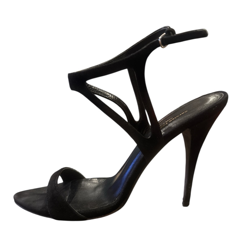 Narcisco Rodriguez stiletto‎ sandal. Black Velvet Stiletto Sandal Size 7.5